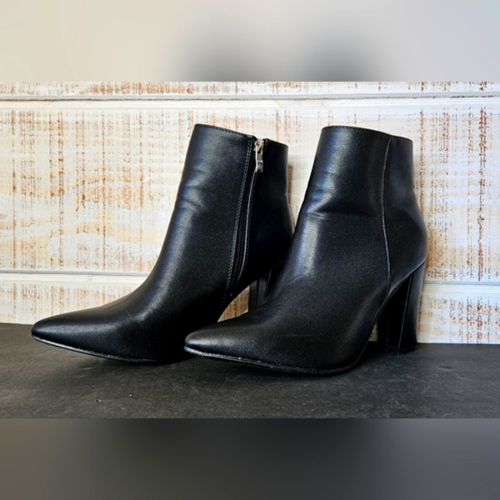 SHE&IN - Almond Toe Side Zip Chunky Heel Ankle Boots Sz‎ 9